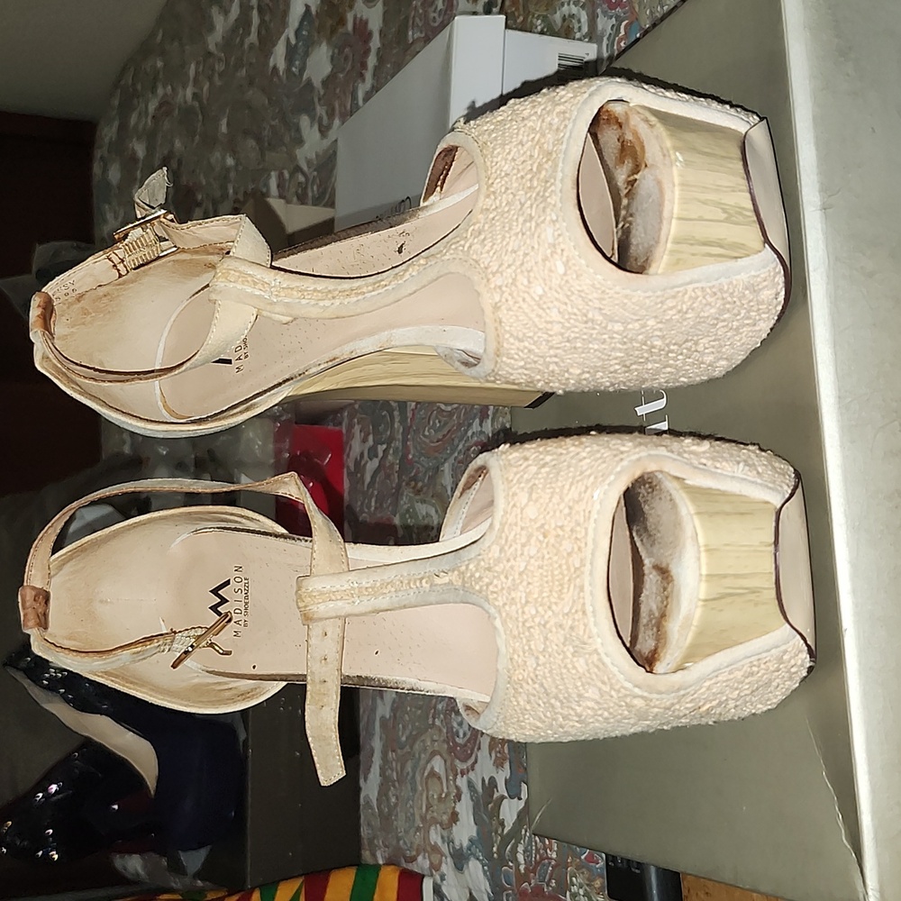 Madison | 6.5 Inch Platform Heels | Cream | 9 1/2